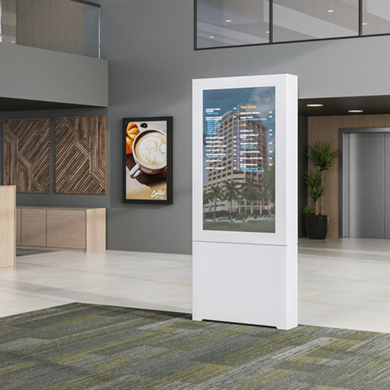 Chief Impact Floor Mounted Back-to-Back Kiosk, Portrait 55" White