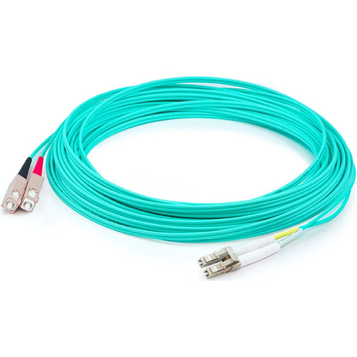 AddOn 66m LC (Male) to SC (Male) Straight Aqua OM4 Duplex LSZH Fiber Patch Cable