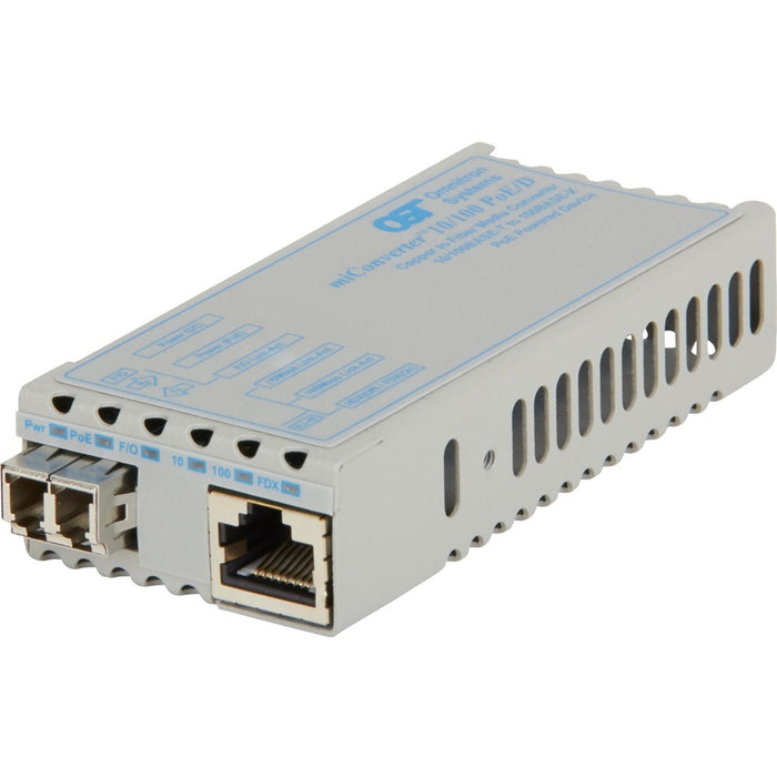 miConverter PoE/PD 10/100 Ethernet Fiber Media Converter RJ45 LC Single-Mode 30km