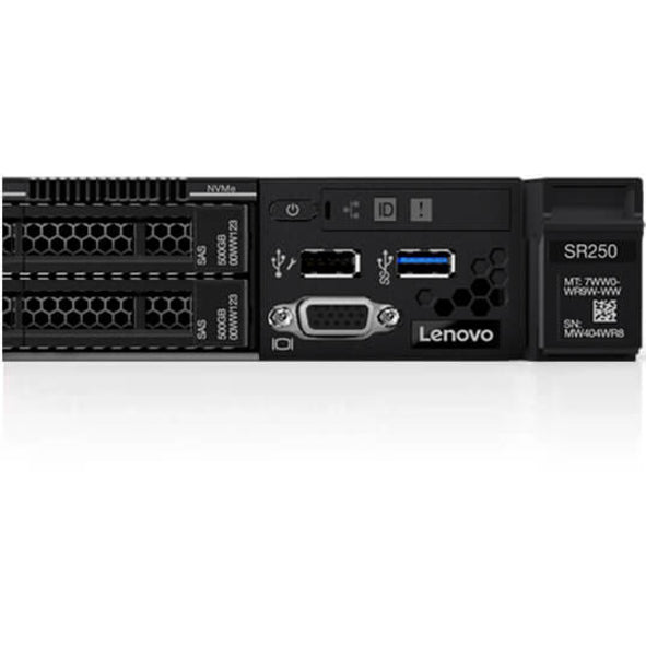 Lenovo ThinkSystem SR250 7Y52A00UNA 1U Rack Server - 1 x Intel Xeon E-2124G 3.40 GHz - 8 GB RAM - Serial ATA/600 Controller