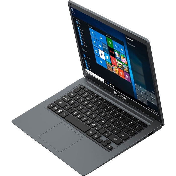 Hyundai HyBook, 14.1" Intel Celeron Laptop, 4GB RAM, 128GB Storage, 2.0MP Webcam, Expandable M.2 SATA SSD Slot, Windows 10 Home S Mode, WiFi, Grey