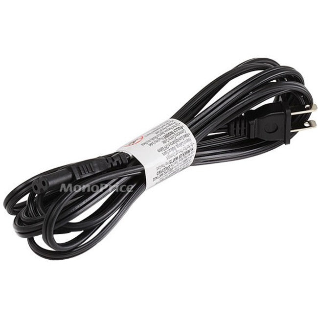 Monoprice 10ft 18AWG Figure 8 Shape AC Power Cord Cable w/o Polarized (C-7/1-15P) - Black
