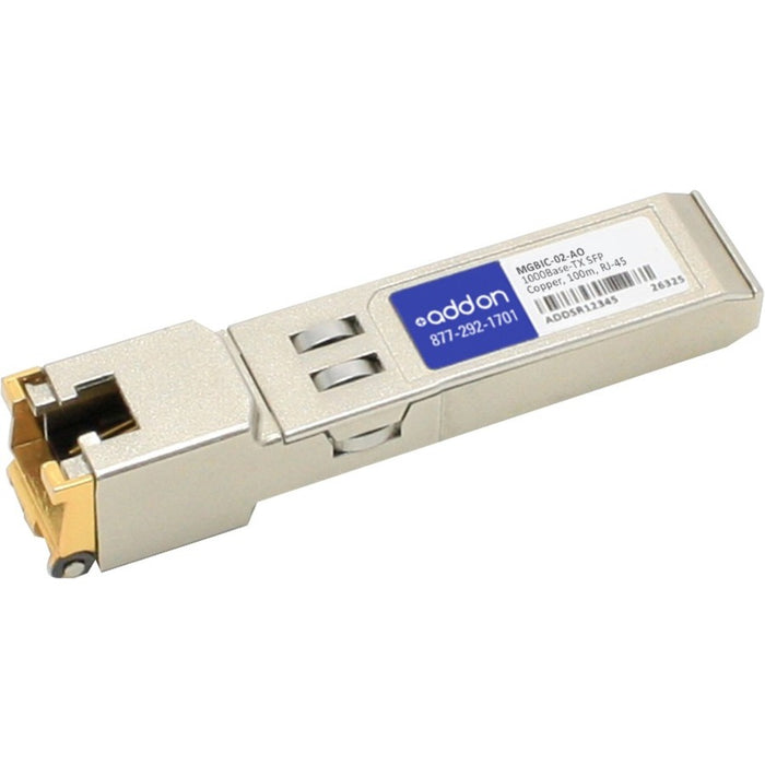 AddOn Enterasys MGBIC-02 Compatible TAA Compliant 10/100/1000Base-TX SFP Transceiver (Copper, 100m, RJ-45)
