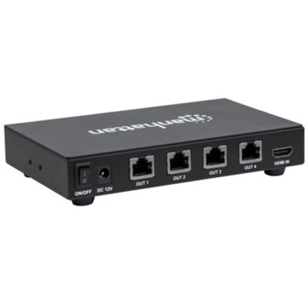 Manhattan 1080p 4-Port HDMI Extending Splitter Transmitter, Splits One Source to Four Outputs, Three Year Warranty, With Euro 2-pin plug, Box