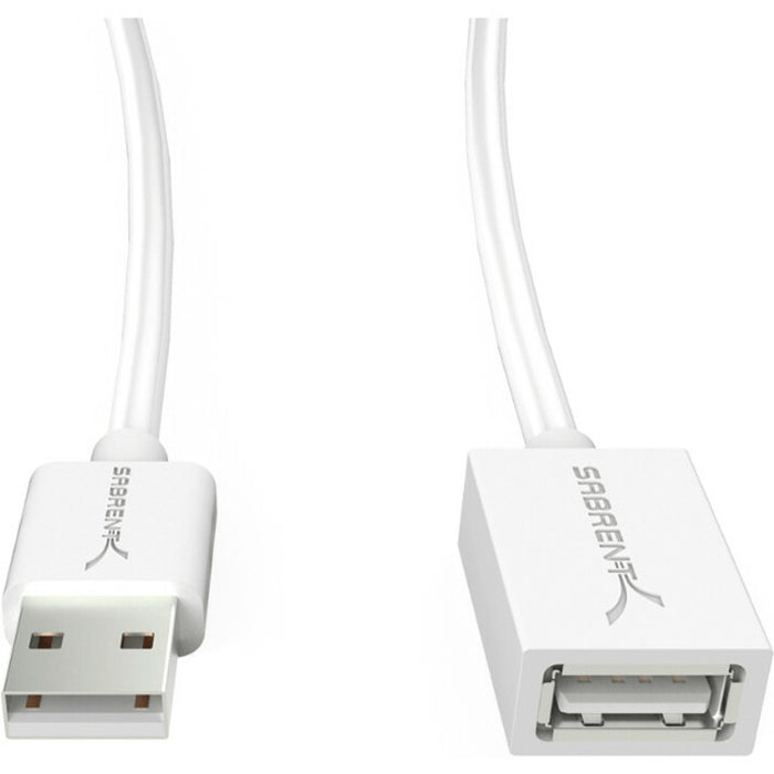Sabrent 22AWG USB 2.0 Extension Cable - A-Male to A-Female [White] 10 Feet