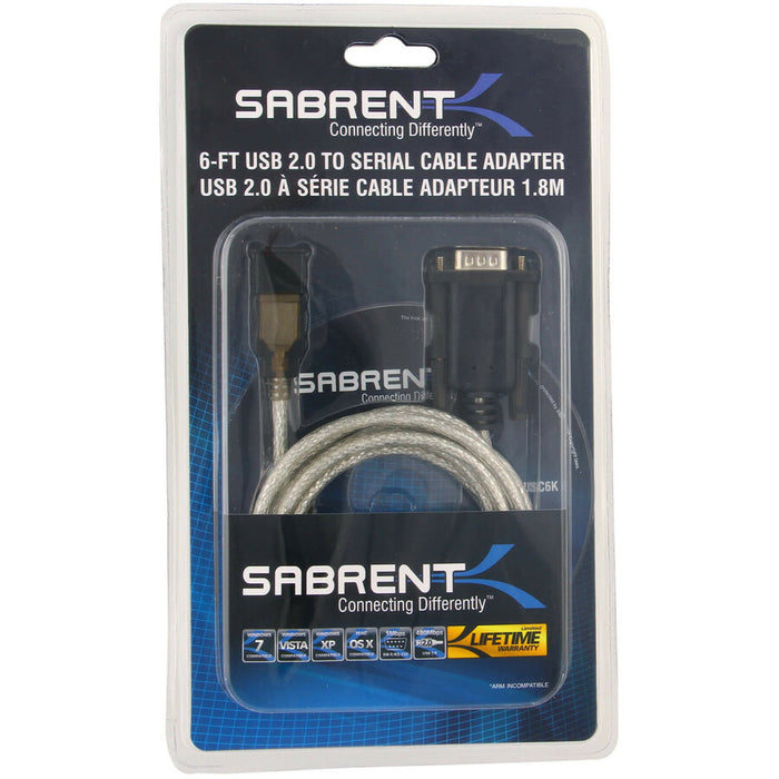 Sabrent 6FT USB to RS-232 DB9 Serial 9 Pin Adapter (Prolific PL2303)