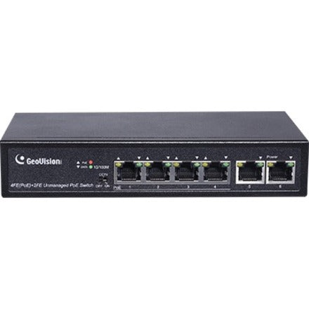 GeoVision 6-Port 10/100 Mbps Unmanaged PoE Switch with 4-Port PoE