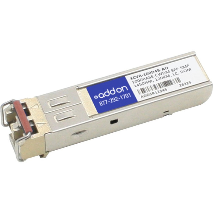 AddOn Ciena XCVR-100D45 Compatible TAA Compliant 1000Base-CWDM SFP Transceiver (SMF, 1450nm, 120km, LC, DOM)