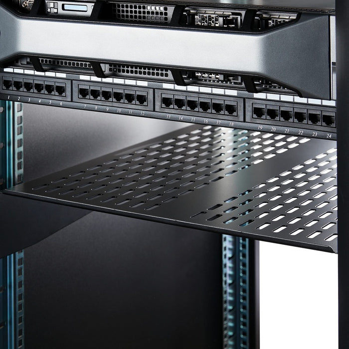 StarTech.com 2U 22in Vented Rack Mount Shelf - Fixed Server Rack Cabinet Shelf - 50lbs / 22kg