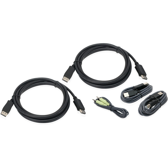 IOGEAR 10 Ft. Dual View DisplayPort, USB KVM Cable Kit with Audio (TAA)