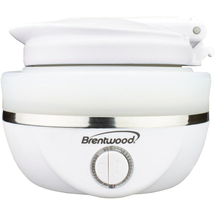 Brentwood KT-1508W Dual Voltage 120/220v 0.8L Collapsible Travel Kettle, White