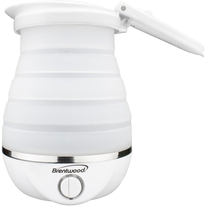 Brentwood KT-1508W Dual Voltage 120/220v 0.8L Collapsible Travel Kettle, White