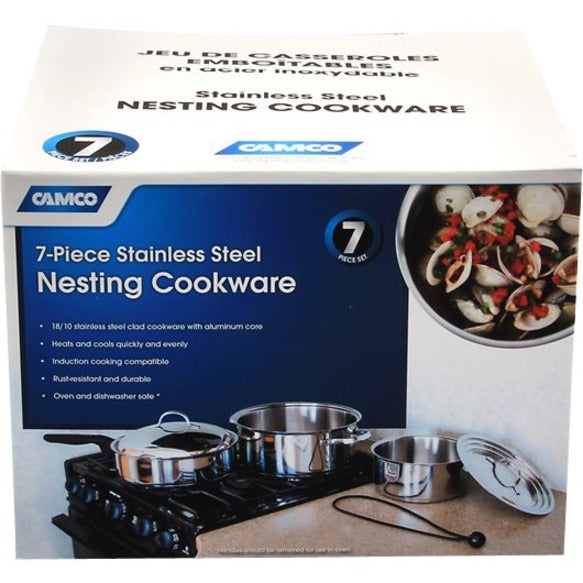 Camco Stainless Steel Cookware - 7 pc Nesting Set (Camco) Bilingual