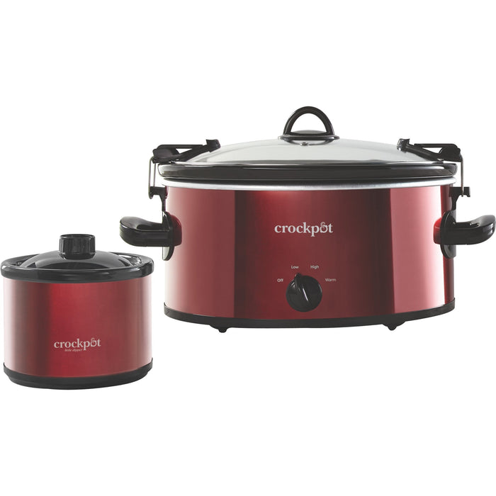 Crock-pot 6-Quart Cook & Carry Slow Cooker, Manual, with Little Dipper Warmer, Red