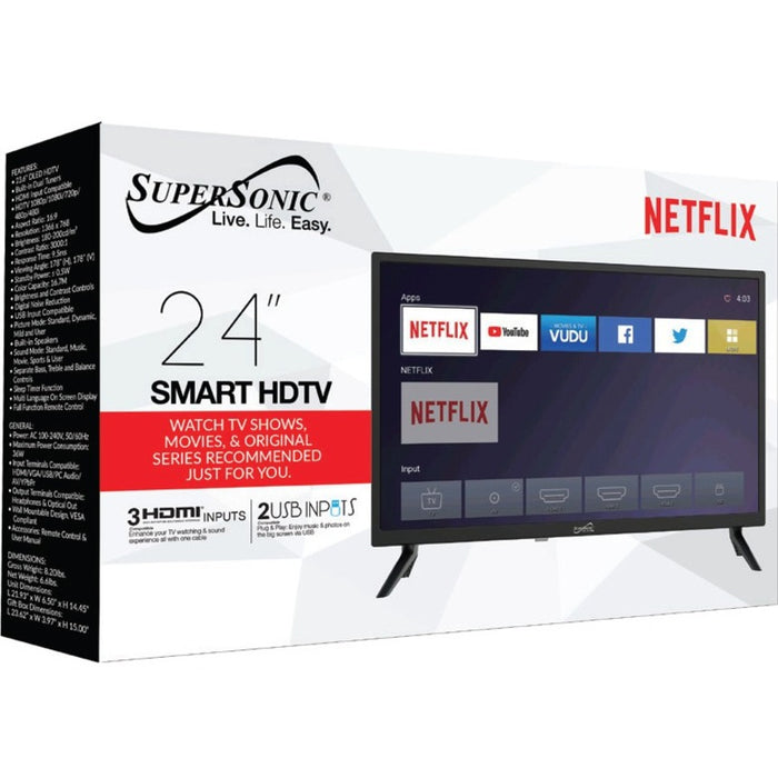 Supersonic SC-2416STV 24" Smart LED-LCD TV - HDTV - Black