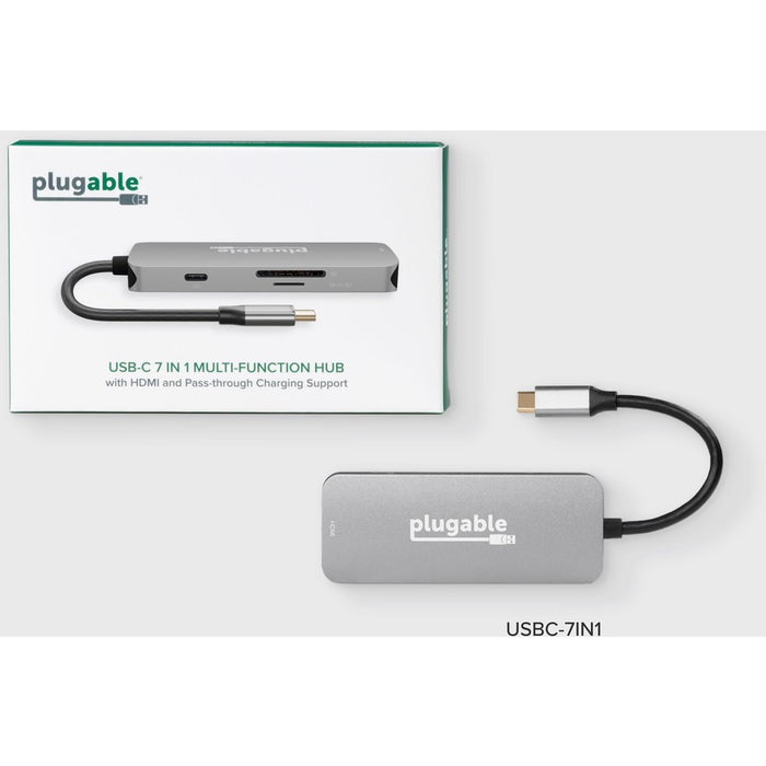 Plugable USB-C Hub 7-in-1, Compatible with Mac, Windows, Chromebook, USB4, Thunderbolt 4, and More