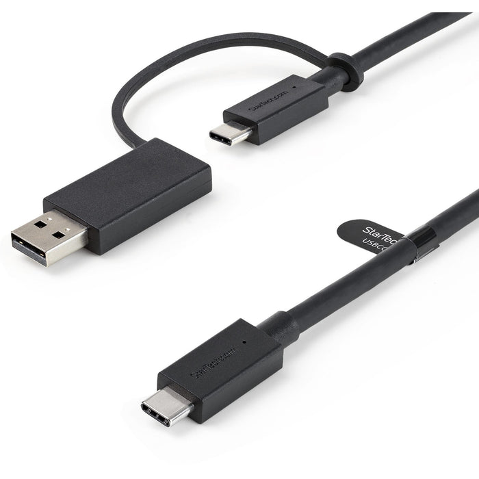 StarTech.com 3ft/1m USB-C Cable with USB-A Adapter Dongle, USB-C to C (10Gbps/PD), USB-A to C (5Gbps), 2-in-1 USB C Cable for Hybrid Dock