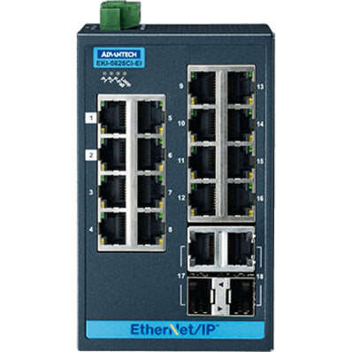 Advantech 16 + 2G Combo Ports Entry-Level Managed Switch Support EtherNet/IP W/Wide Temp