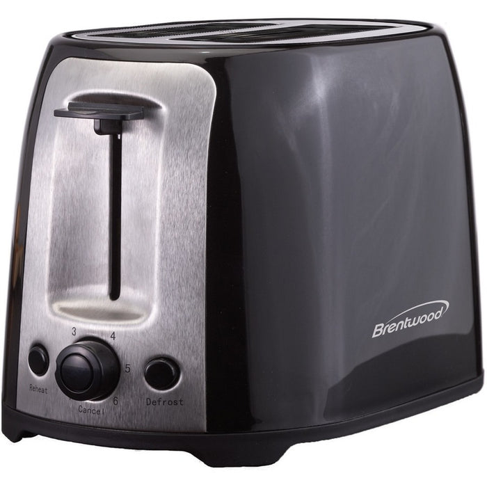 Brentwood 2 Slice Cool Touch Toaster: Black and Stainless Steel
