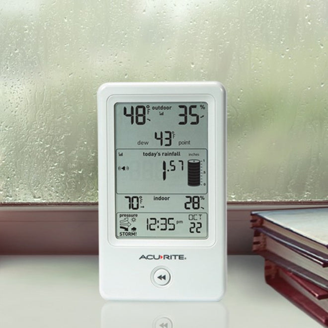 AcuRite Rain Gauge with Indoor/Outdoor Temperature
