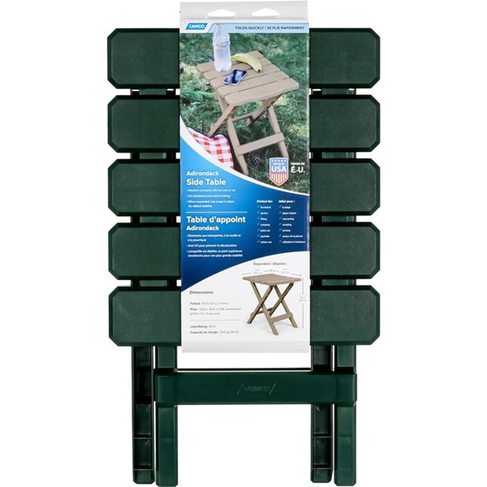 Camco Quick-Folding Plastic Adirondack Style Table, Small Green