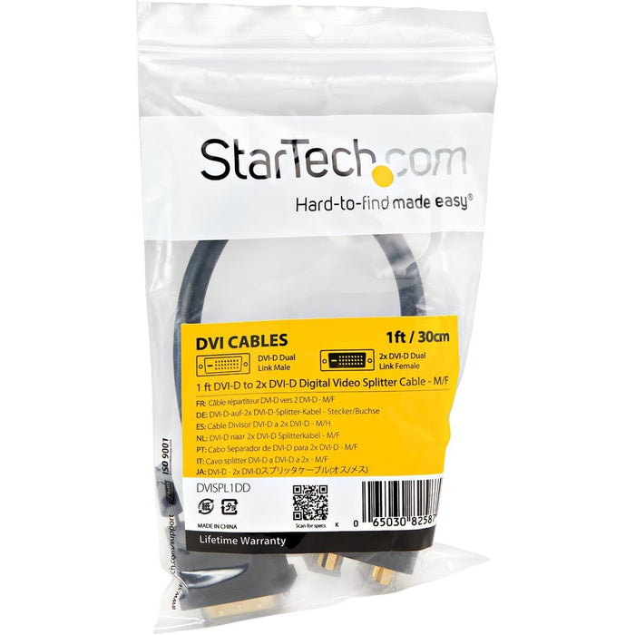 StarTech.com 1 ft DVI-D to 2x DVI-D Digital Video Splitter Cable - M/F