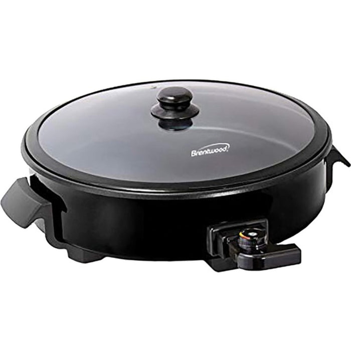 Brentwood SK-67BK 12-Inch Round Non-Stick Electric Skillet with Vented Glass Lid, Black