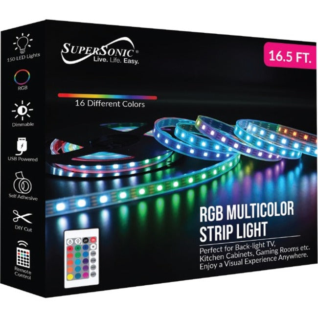 Supersonic 16.5 Ft. Rgb Multicolored Strip Lights