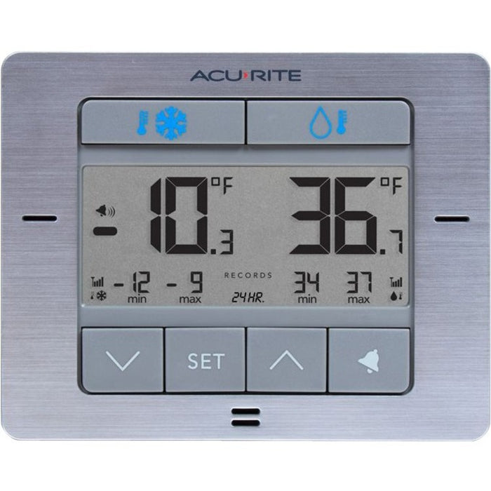 AcuRite Brushed Stainless Steel Digital Refrigerator and Freezer Thermometer