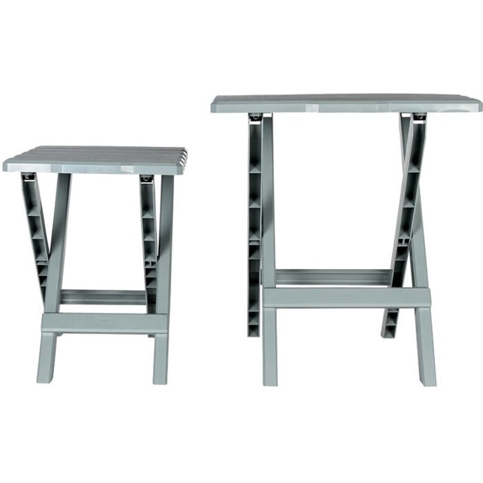 Camco Quick-Folding Plastic Adirondack Style Table, Small, Gray