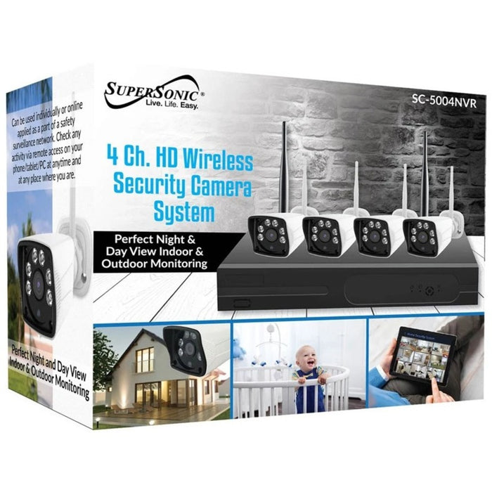 Supersonic Wireless Security Camera System with 4x FHD Indoor/Outdoor Cameras