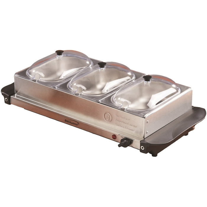 Brentwood BF-315 4.5 Quart 3 Pan Buffet Server and Warming Tray, Brushed Stainless Steel