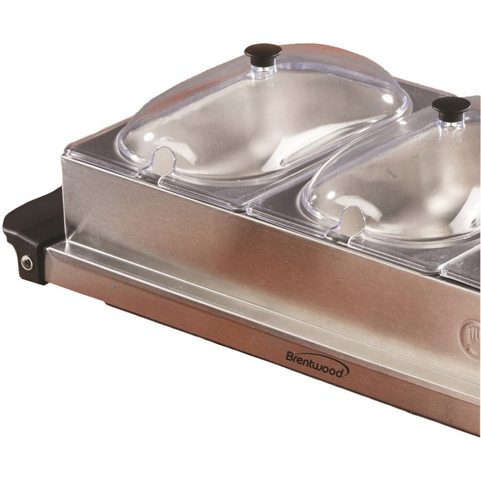 Brentwood BF-315 4.5 Quart 3 Pan Buffet Server and Warming Tray, Brushed Stainless Steel