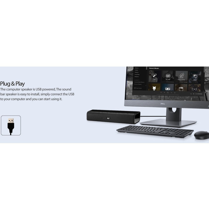 Adesso Xtream S5 USB-Powered Desktop Computer Sound Bar Speaker with Dynamic Sound- 5W x 2 - Portable
