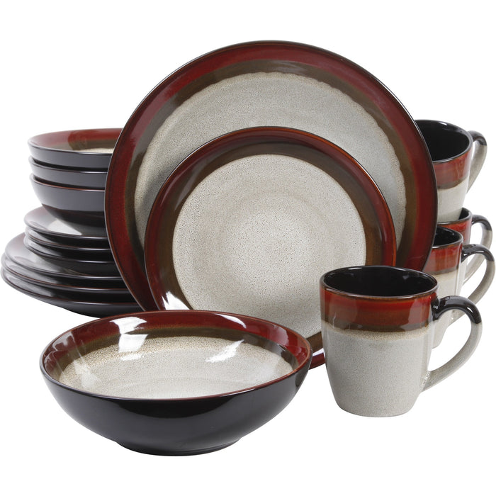 Gibson Elite Couture Bands 16-Piece Dinnerware Set, Red