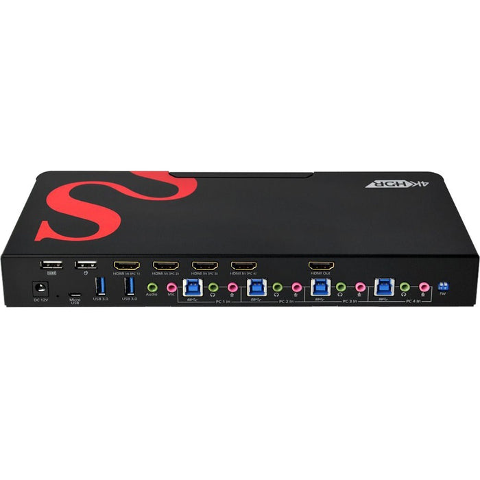 SIIG 4 Port 4K 60HZ HDMI KVM Switch with USB 3.0, Audio, Mic, HDMI 2.0a, HDR