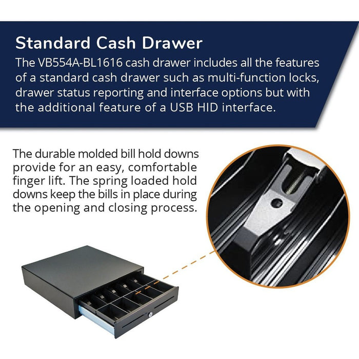 APG Cash Drawer Vasario 1616 Cash Drawer: VB554A-BL1616