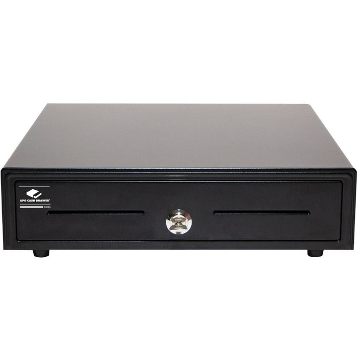 apg Entry Level- 16&acirc;&euro;� Electronic Point of Sale Cash Drawer | Arlo Series EKDS320-1-B410-A20 | Printer Compatible with CD-101A Cable Included | Plastic Till with 5 Bill/ 5 Coin Compartments | Black