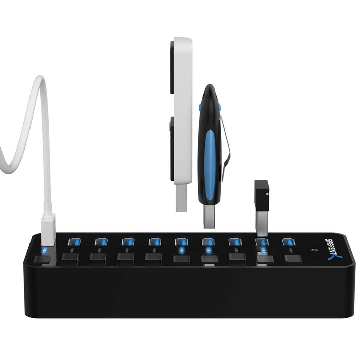 Sabrent 10-Port 60W USB 3.0 Hub with Individual Power Switches and LEDs (HB-BU10)