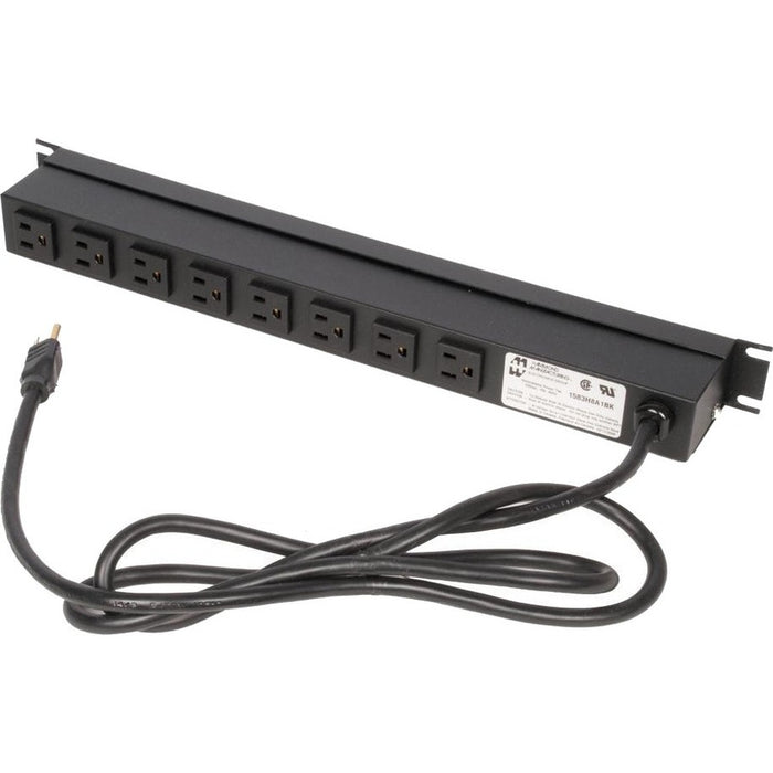 Rack Solutions 15A Horizontal Power Strip, Front Outlet, 6ft Cord