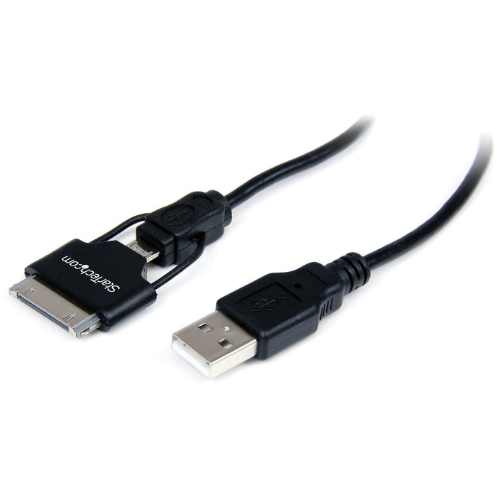StarTech.com 0.65m (2 ft) Short Apple&reg; 30-pin Dock Connector or Micro USB to USB Combo Cable for iPhone / iPod / iPad