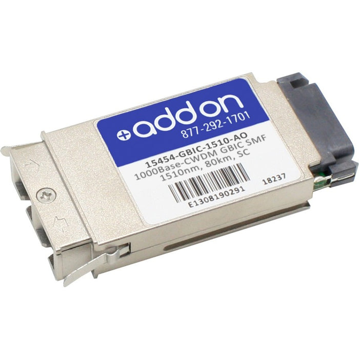 AddOn Cisco 15454-GBIC-1510 Compatible TAA Compliant 1000Base-CWDM GBIC Transceiver (SMF, 1510nm, 80km, SC)