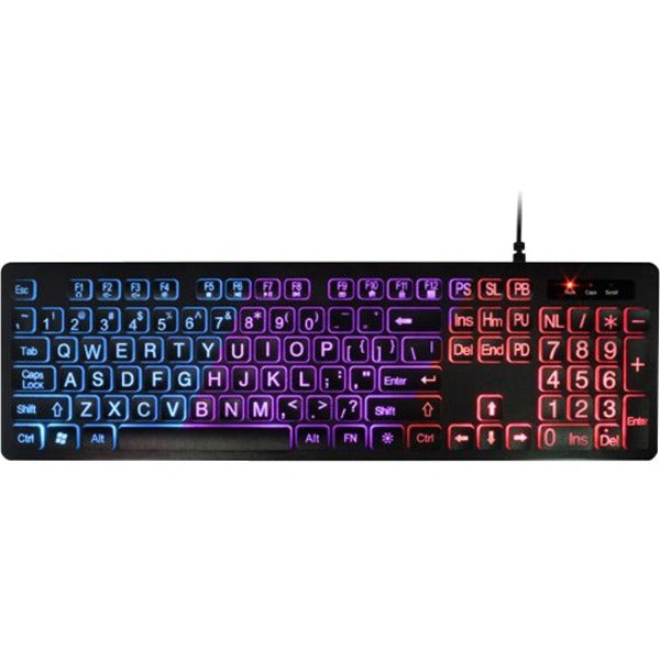 Aluratek Large Print Tri-color LED Backlight Illuminated Keyboard