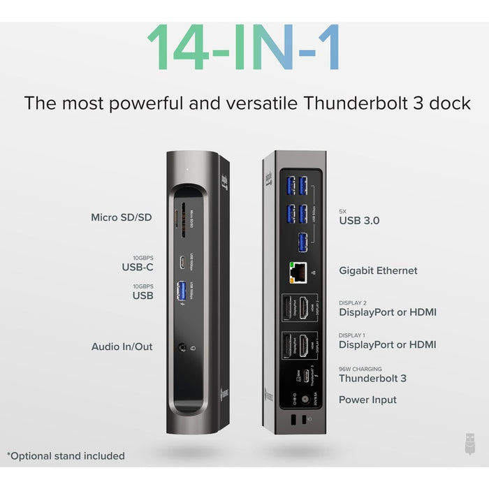 Plugable 14-in-1 USB-C and Thunderbolt 3 Dock