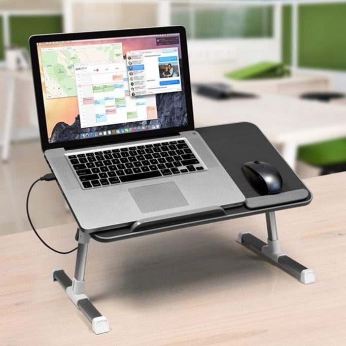 Aluratek Adjustable Ergonomic Laptop Cooling Table with Fan (Black)