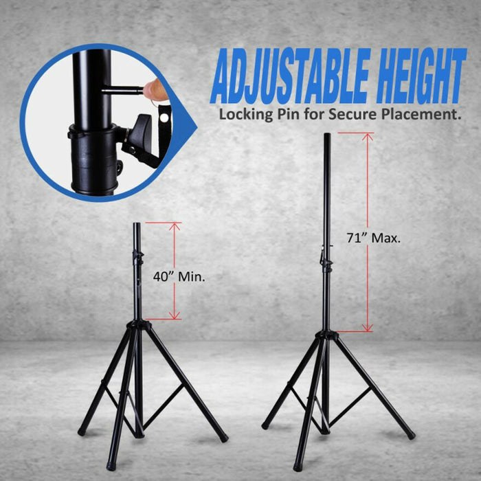 Pyle Dual Universal Speaker Stand Mount Holders, Height Adjustable (Pair)