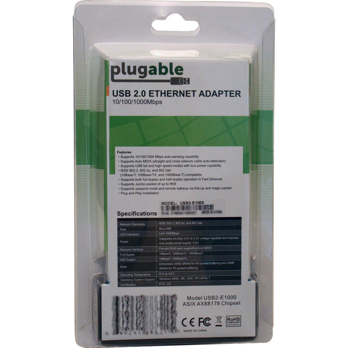 Plugable USB 2.0 To Gigabit Ethernet Adapter, Fast And Reliable Gigabit Connection