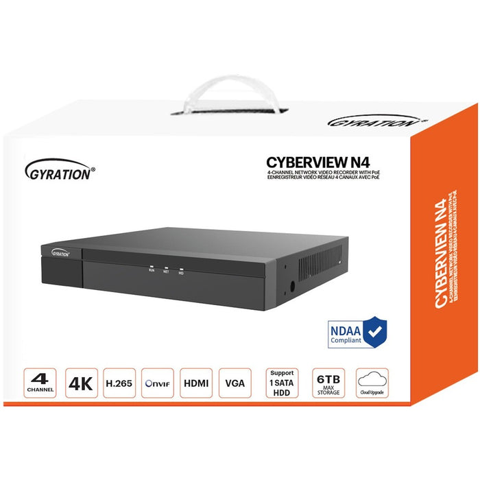Gyration 4-Channel Network Video Recorder With PoE