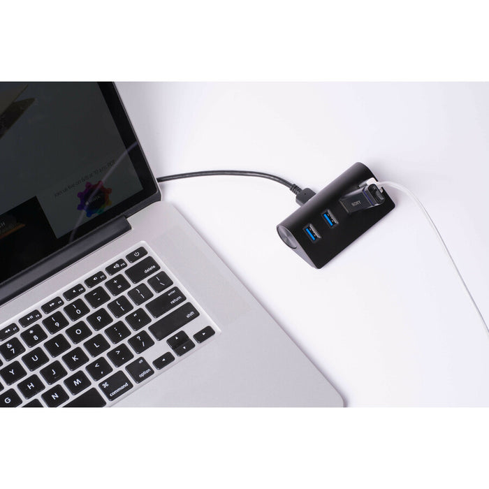 Sabrent 4 Port Aluminum USB 3.0 Hub (30" cable) | Black