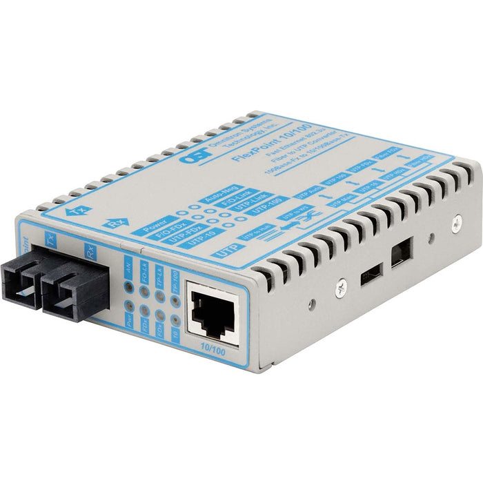 FlexPoint 10/100 Ethernet Fiber Media Converter RJ45 SC Single-Mode 30km Extended Temp
